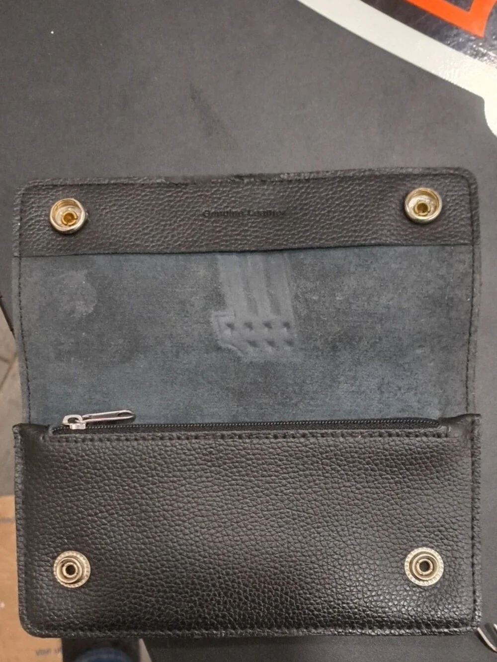 Black Leather Wallet with Embossed '1' Logo